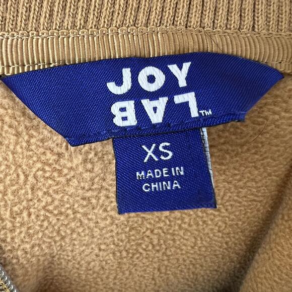 JOY LAB Womens Tan Sherpa Fleece Teddy Half Zip Pullover Cropped Jacket Size XS - Picture 7 of 10